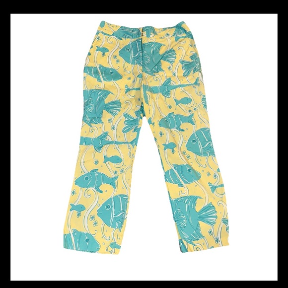 Lilly Pulitzer Pants - Lilly Pulitzer Yellow and Green Cropped Pants with Playful Pattern